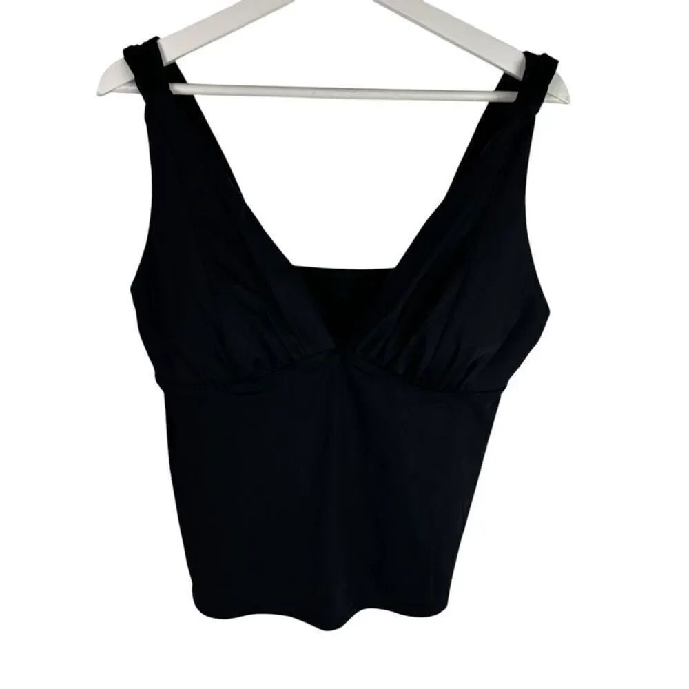 Lands End Black 14 V-neck Tankini Top